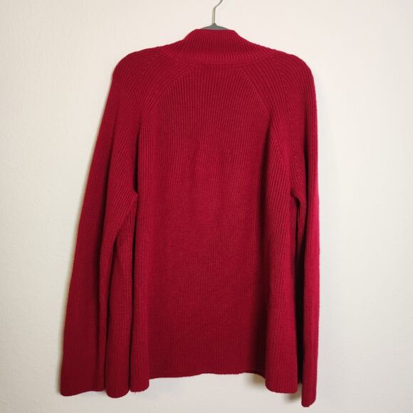 Eileen Fisher Red Merino 100% Wool Mock Neck Sweater | Size L - Picture 6 of 11